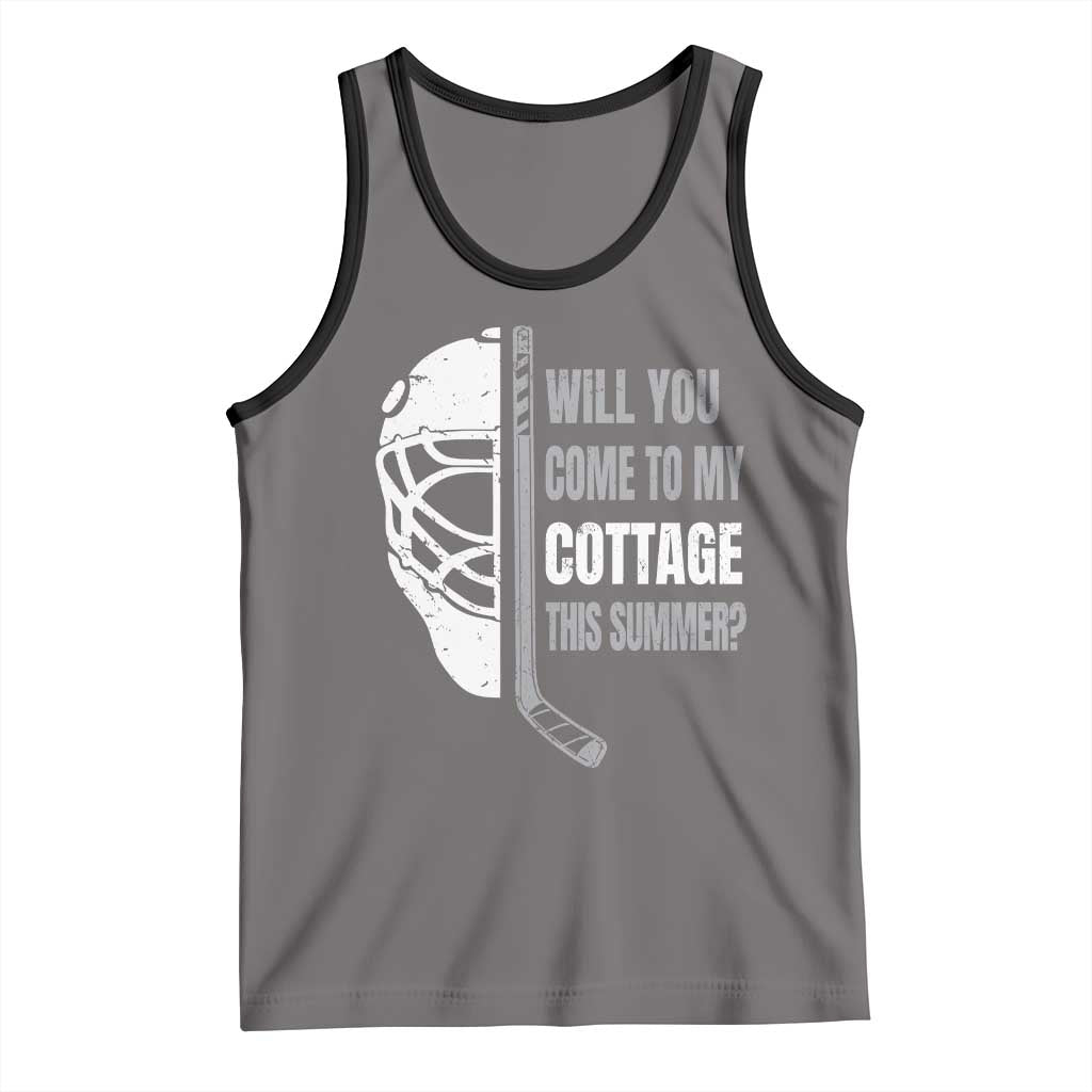 Will You Come To My Cottage This Summer Tank Top Retro LGBT Romance Hockey Fan TS10 Deep Heather Black Print Your Wear