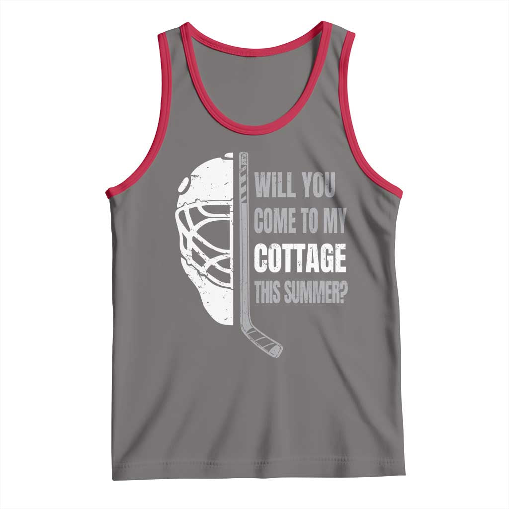 Will You Come To My Cottage This Summer Tank Top Retro LGBT Romance Hockey Fan TS10 Deep Heather Red Print Your Wear