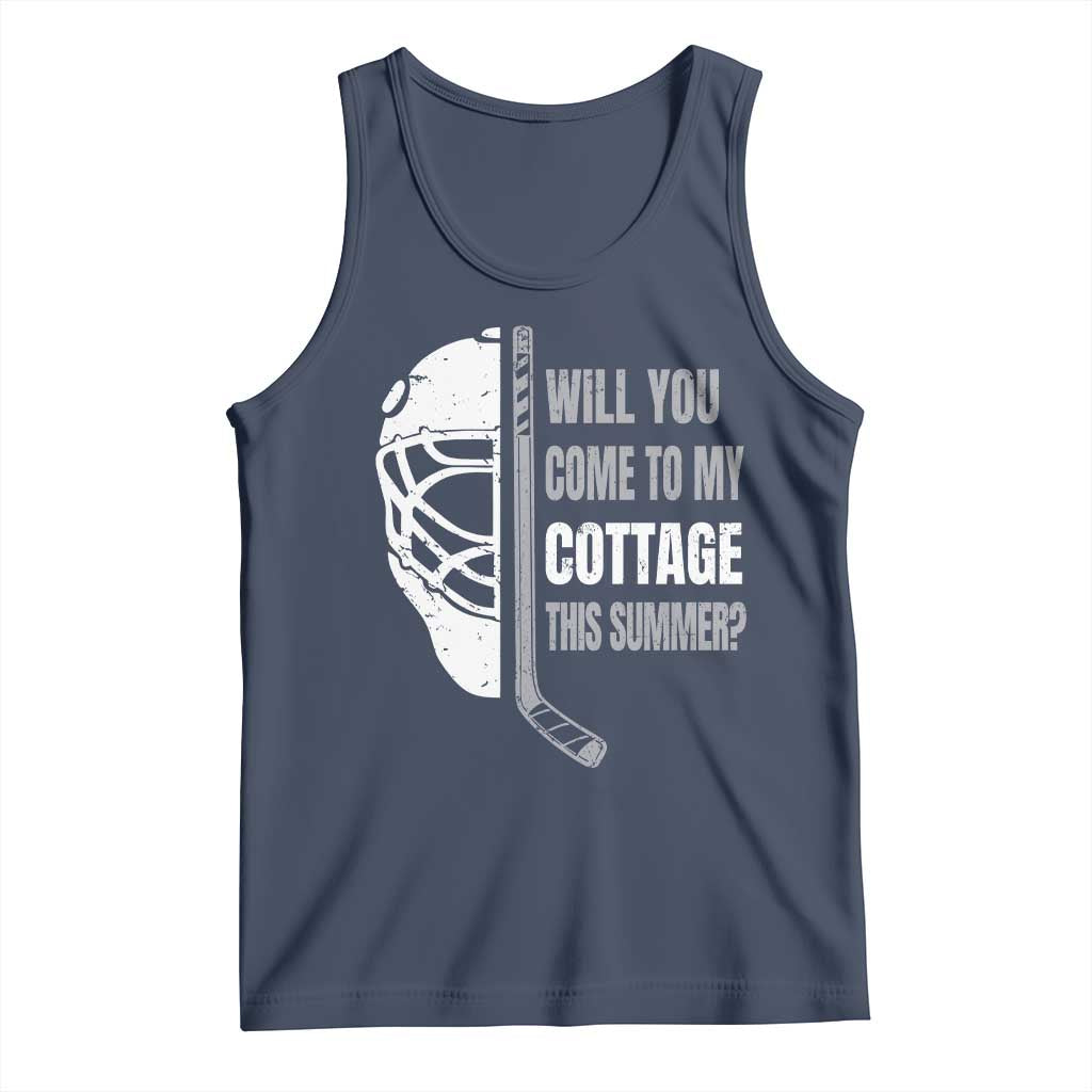 Will You Come To My Cottage This Summer Tank Top Retro LGBT Romance Hockey Fan TS10 Navy Print Your Wear