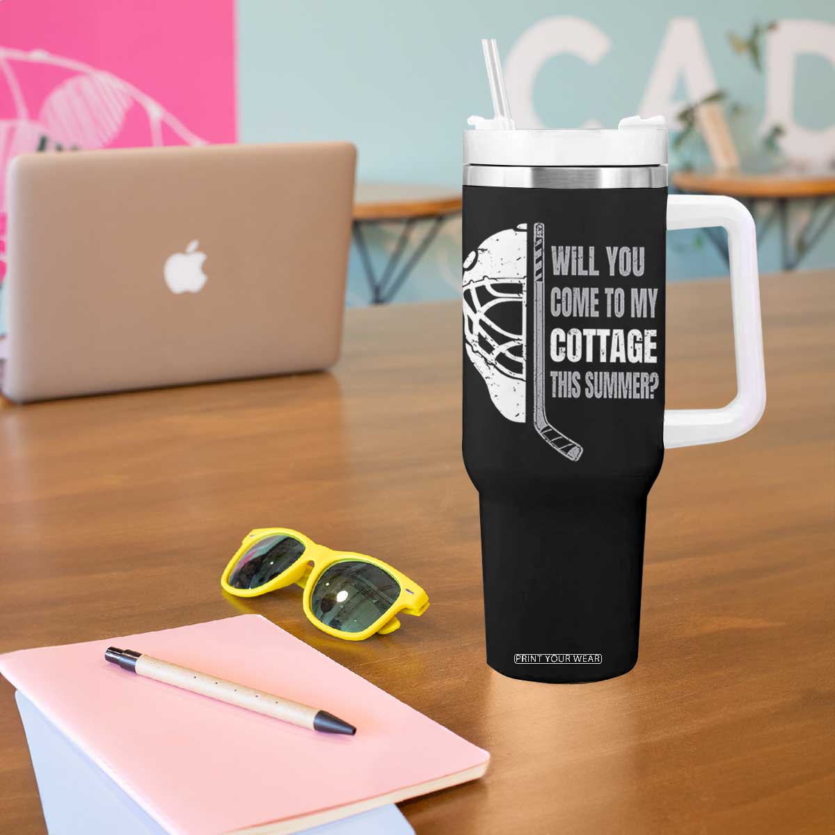 Will You Come To My Cottage This Summer Tumbler With Handle Retro LGBT Romance Hockey Fan TS10 Print Your Wear