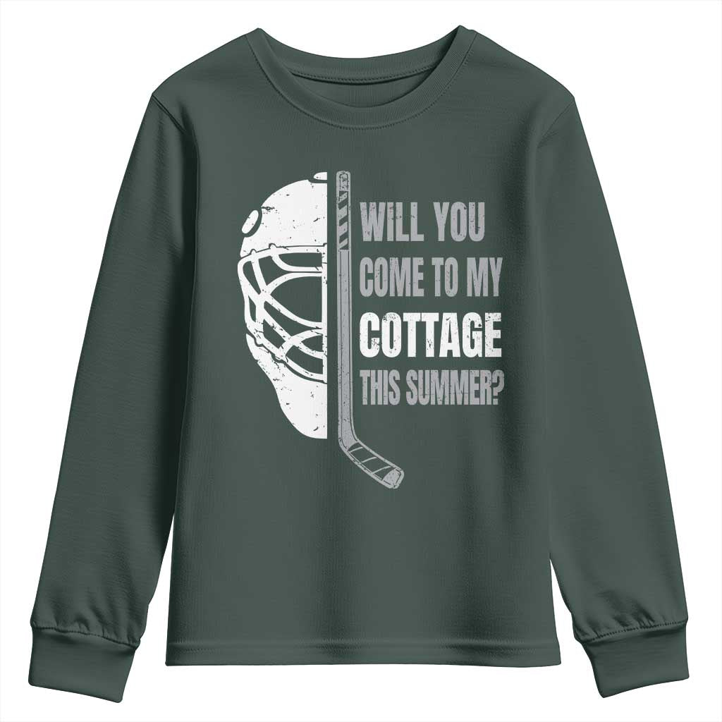 Will You Come To My Cottage This Summer Youth Sweatshirt Retro LGBT Romance Hockey Fan TS10 Dark Forest Green Print Your Wear