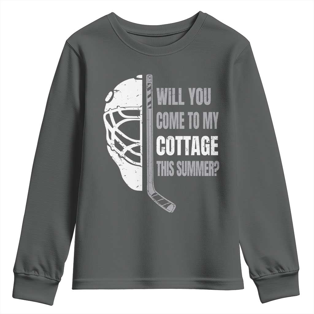 Will You Come To My Cottage This Summer Youth Sweatshirt Retro LGBT Romance Hockey Fan TS10 Dark Heather Print Your Wear