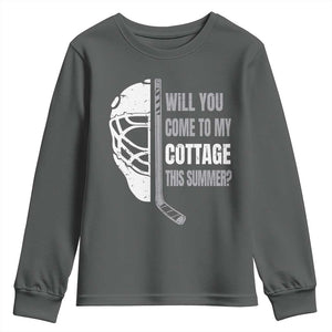 Will You Come To My Cottage This Summer Youth Sweatshirt Retro LGBT Romance Hockey Fan TS10 Dark Heather Print Your Wear