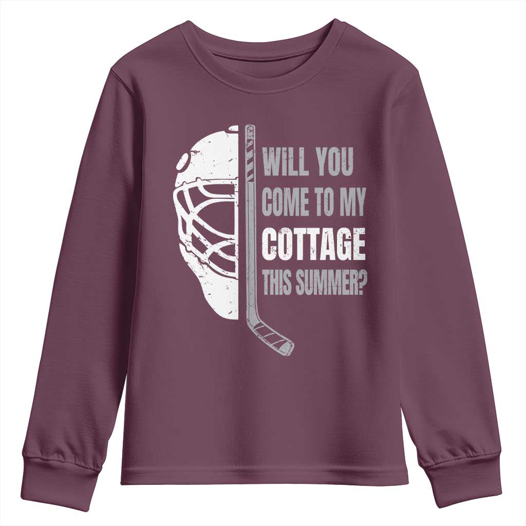 Will You Come To My Cottage This Summer Youth Sweatshirt Retro LGBT Romance Hockey Fan TS10 Maroon Print Your Wear