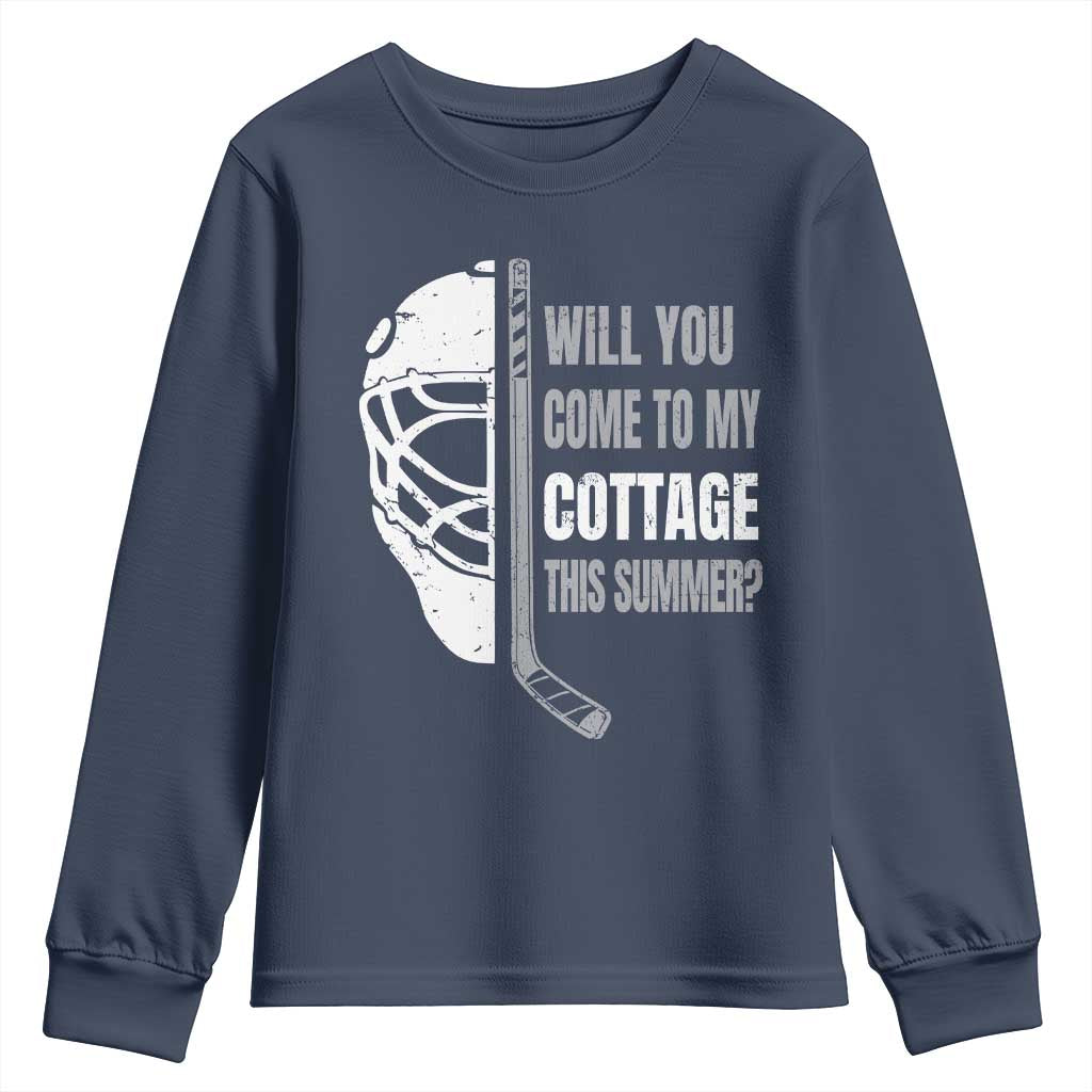Will You Come To My Cottage This Summer Youth Sweatshirt Retro LGBT Romance Hockey Fan TS10 Navy Print Your Wear
