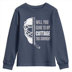 Will You Come To My Cottage This Summer Youth Sweatshirt Retro LGBT Romance Hockey Fan TS10 Navy Print Your Wear