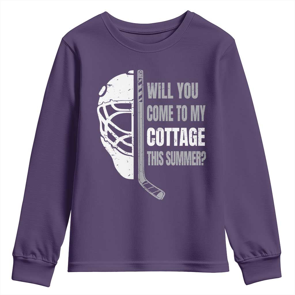 Will You Come To My Cottage This Summer Youth Sweatshirt Retro LGBT Romance Hockey Fan TS10 Purple Print Your Wear