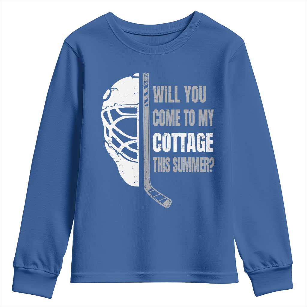 Will You Come To My Cottage This Summer Youth Sweatshirt Retro LGBT Romance Hockey Fan TS10 Royal Blue Print Your Wear
