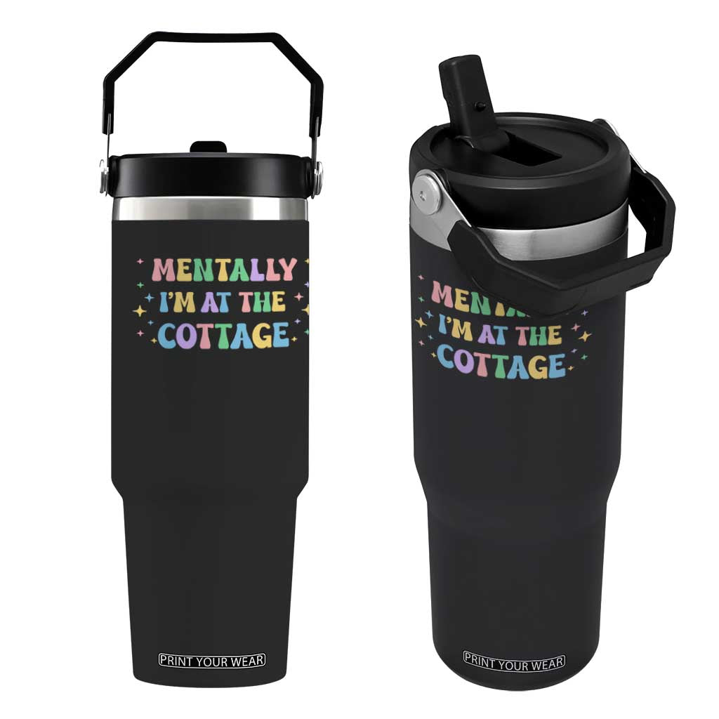 LGBT Romance Hockey Flip Straw Tumbler Mentally Im At The Cottage Team Hollanov Fan TS10 One Size: 30 oz Black Print Your Wear