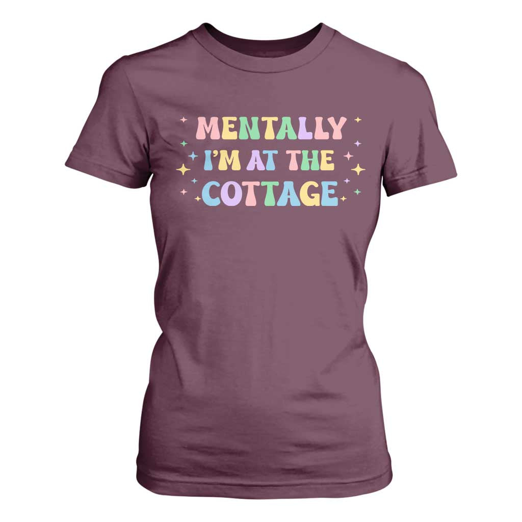 LGBT Romance Hockey T Shirt For Women Mentally Im At The Cottage Team Hollanov Fan TS10 Maroon Print Your Wear