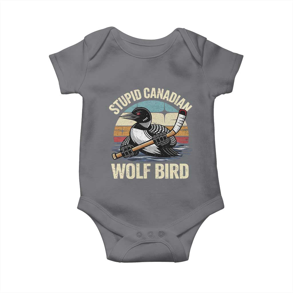 Stupid Canadian Wolf Bird Baby Onesie Retro Romance Hockey LGBT Book Movie Fans Gift TS10 Charcoal Print Your Wear