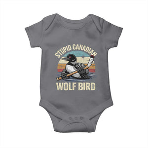 Stupid Canadian Wolf Bird Baby Onesie Retro Romance Hockey LGBT Book Movie Fans Gift TS10 Charcoal Print Your Wear
