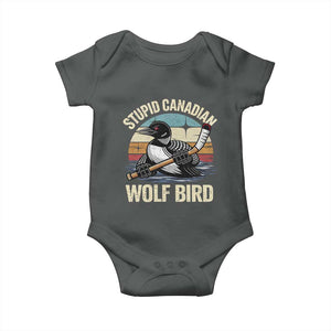 Stupid Canadian Wolf Bird Baby Onesie Retro Romance Hockey LGBT Book Movie Fans Gift TS10 Dark Heather Print Your Wear