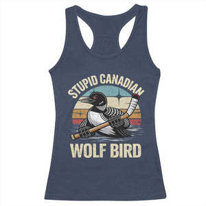 Stupid Canadian Wolf Bird Racerback Tank Top Retro Romance Hockey LGBT Book Movie Fans Gift TS10 Navy Print Your Wear