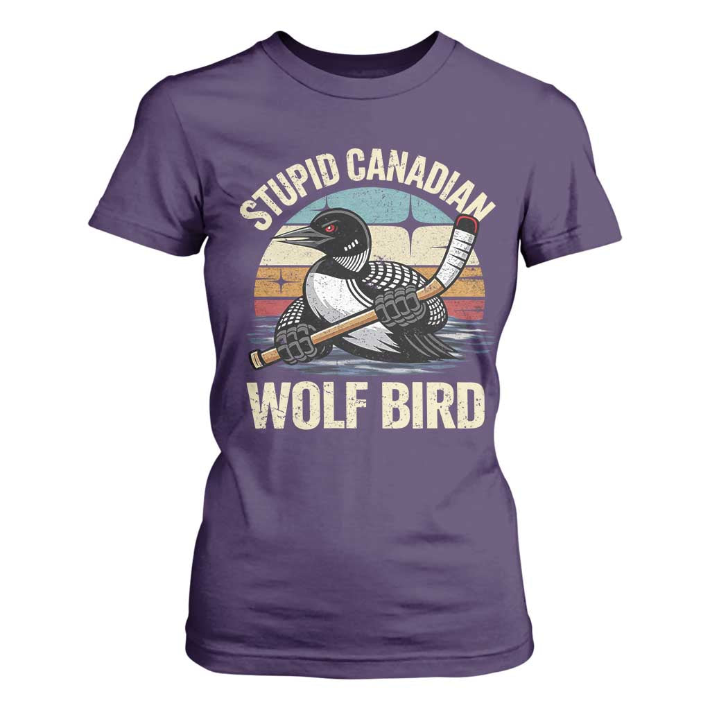 Stupid Canadian Wolf Bird T Shirt For Women Retro Romance Hockey LGBT Book Movie Fans Gift TS10 Purple Print Your Wear
