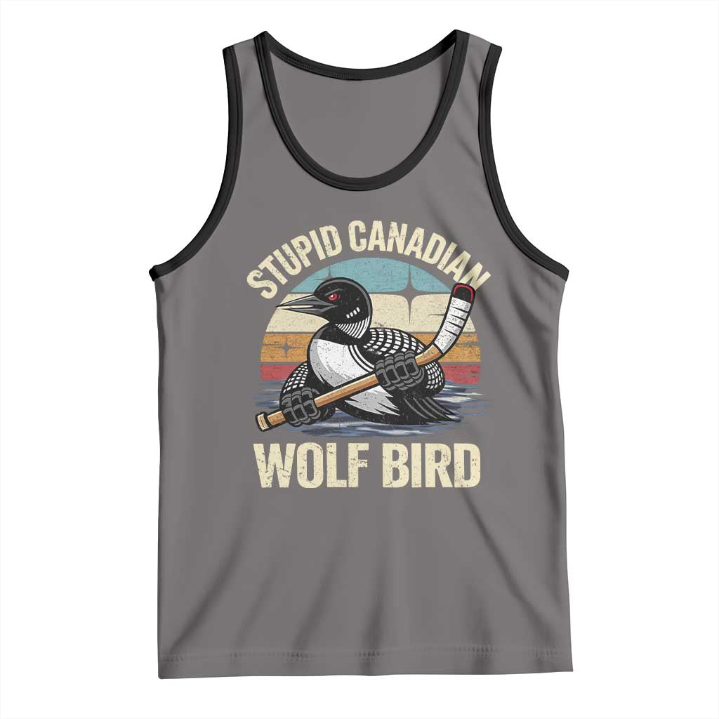 Stupid Canadian Wolf Bird Tank Top Retro Romance Hockey LGBT Book Movie Fans Gift TS10 Deep Heather Black Print Your Wear