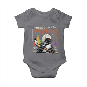 Stupid Canadian Wolf Bird Baby Onesie Retro Romance Hockey LGBT Book Movie Fans TS10 Charcoal Print Your Wear