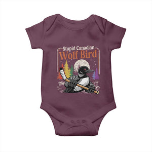 Stupid Canadian Wolf Bird Baby Onesie Retro Romance Hockey LGBT Book Movie Fans TS10 Maroon Print Your Wear
