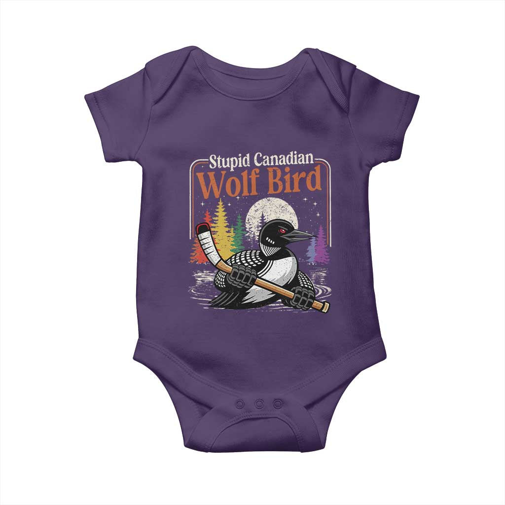 Stupid Canadian Wolf Bird Baby Onesie Retro Romance Hockey LGBT Book Movie Fans TS10 Purple Print Your Wear