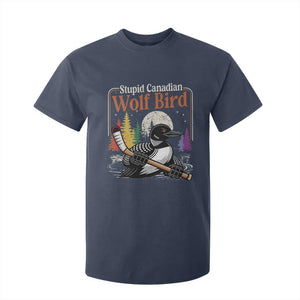 Stupid Canadian Wolf Bird T Shirt For Kid Retro Romance Hockey LGBT Book Movie Fans TS10 Navy Print Your Wear