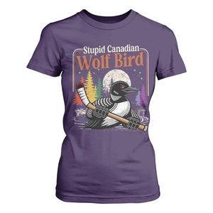Stupid Canadian Wolf Bird T Shirt For Women Retro Romance Hockey LGBT Book Movie Fans TS10 Purple Print Your Wear