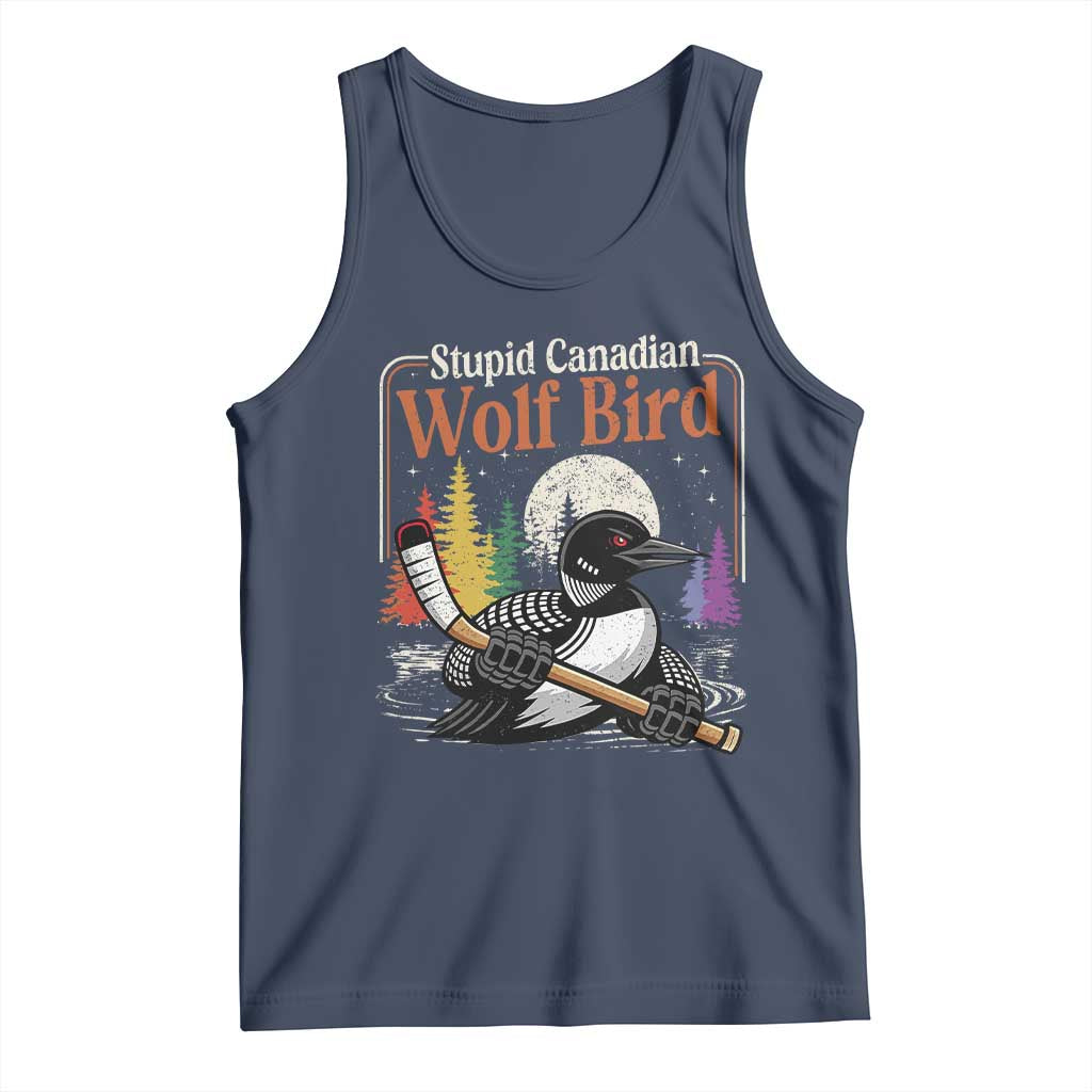 Stupid Canadian Wolf Bird Tank Top Retro Romance Hockey LGBT Book Movie Fans TS10 Navy Print Your Wear