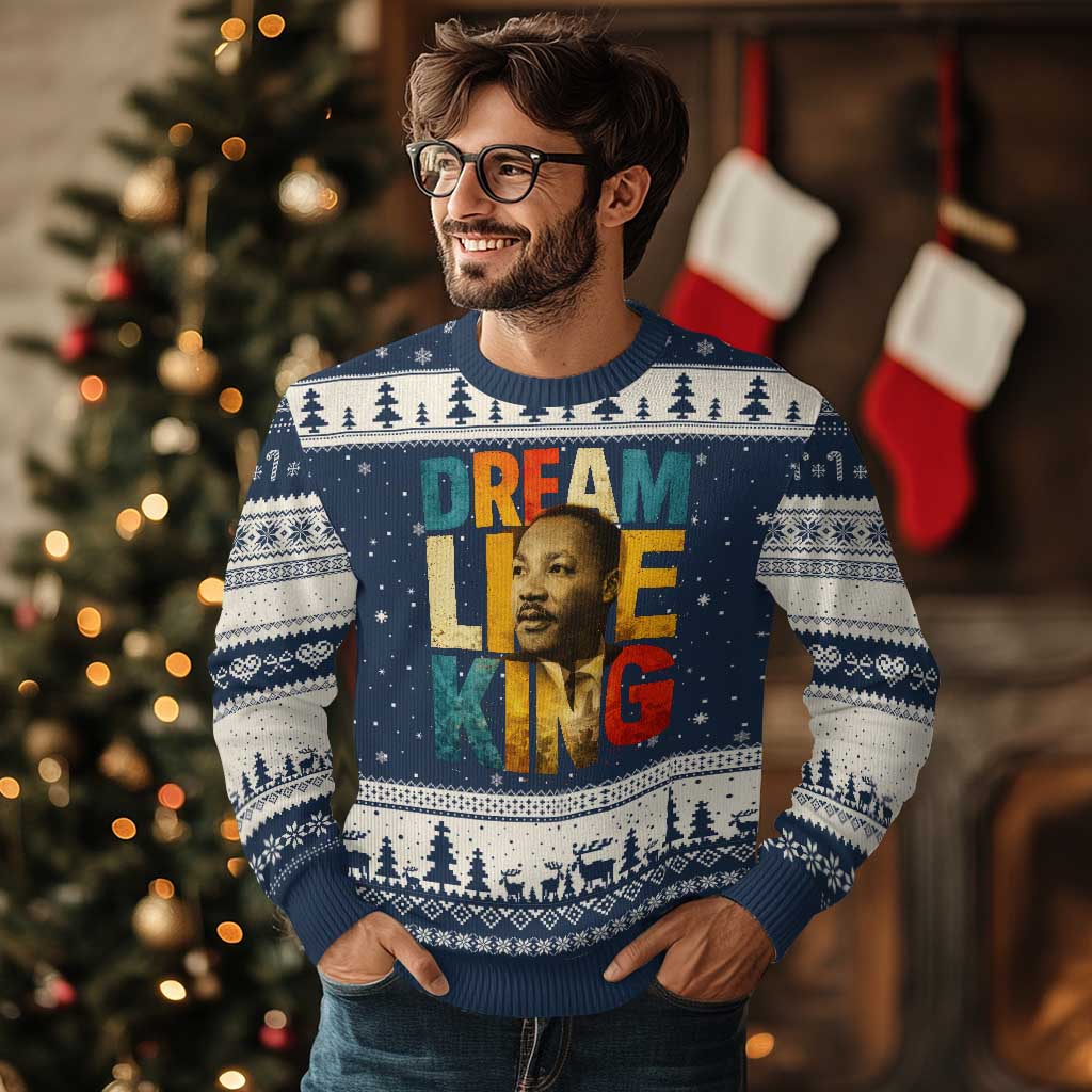Black History Month Martin Luther King Day Ugly Christmas Sweater I Have Dream TS10 Navy Beige Print Your Wear