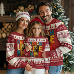 Black History Month Martin Luther King Day Ugly Christmas Sweater I Have Dream TS10 Red Beige Print Your Wear