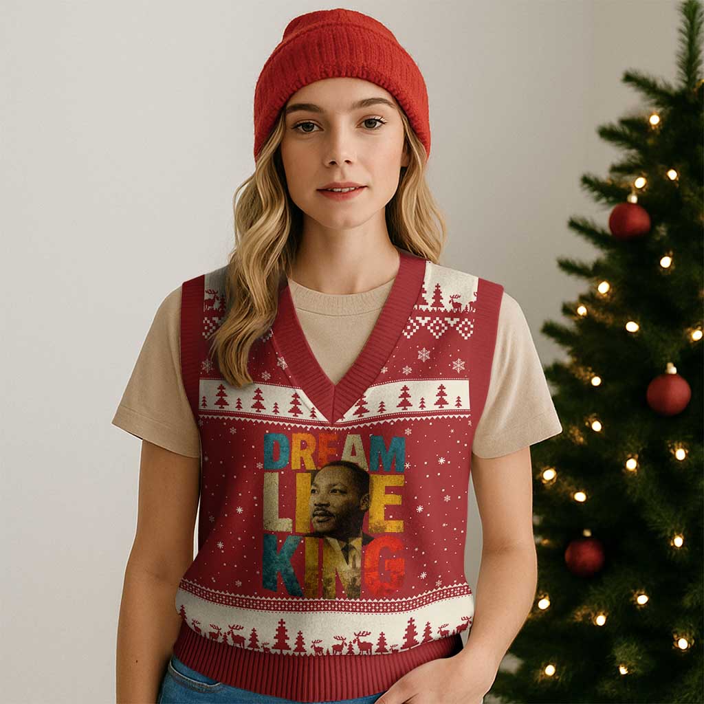 Black History Month Martin Luther King Day V-Neck Knit Sweater Vest I Have Dream TS10 Red Beige Print Your Wear