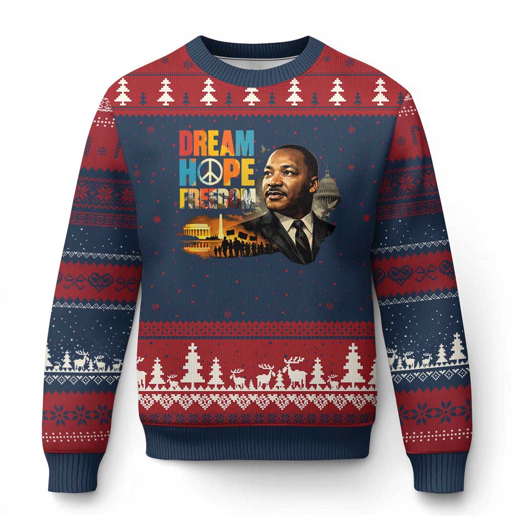 Black History Month Martin Luther King Day Ugly Christmas Sweater Martin Luther King Sweatshirt, Black History Sweatshirt, I Have A Dream Sweatshirt, MLK Sweatshirt, Human Rights Sweatshirt, BLM Sweatshirt TS10 Navy Red Print Your Wear