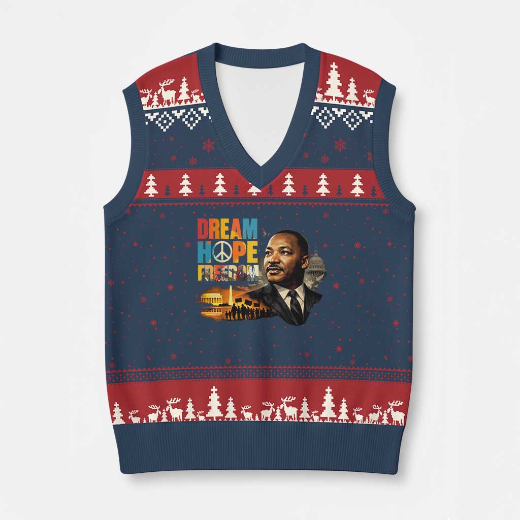 Black History Month Martin Luther King Day V-Neck Knit Sweater Vest Martin Luther King Sweatshirt, Black History Sweatshirt, I Have A Dream Sweatshirt, MLK Sweatshirt, Human Rights Sweatshirt, BLM Sweatshirt TS10 Navy Red Print Your Wear