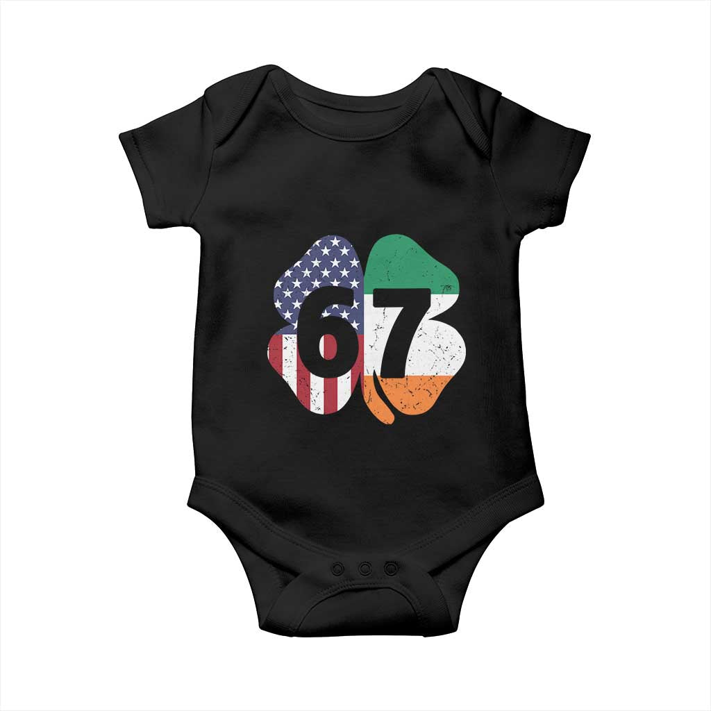 Six Seven 6 7 St Patricks Day Baby Onesie 67 Meme Irish American Ireland Flag Lucky Shamrocks TS10 Black Print Your Wear
