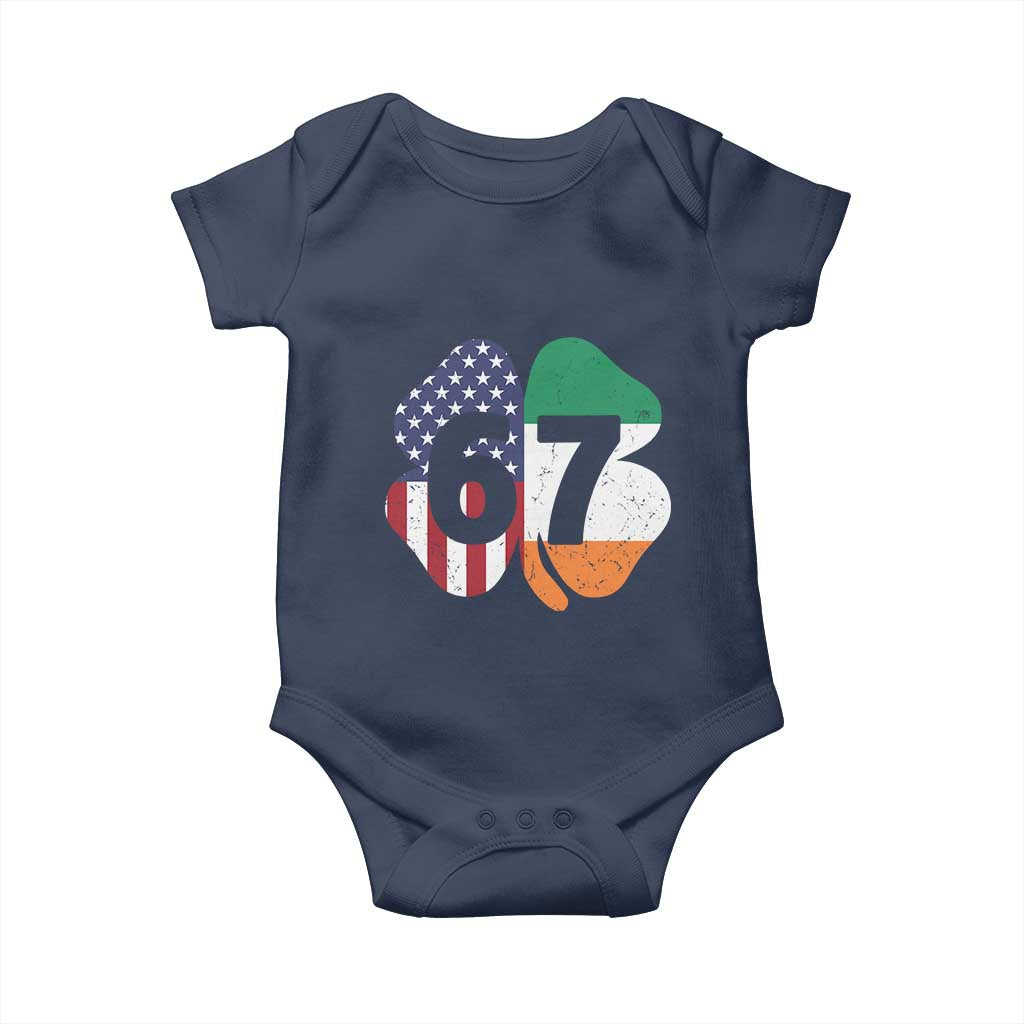 Six Seven 6 7 St Patricks Day Baby Onesie 67 Meme Irish American Ireland Flag Lucky Shamrocks TS10 Navy Print Your Wear
