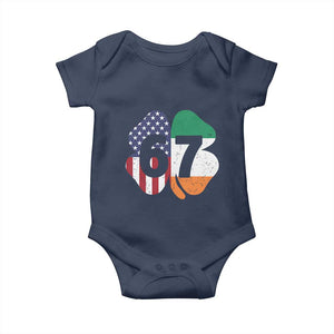 Six Seven 6 7 St Patricks Day Baby Onesie 67 Meme Irish American Ireland Flag Lucky Shamrocks TS10 Navy Print Your Wear