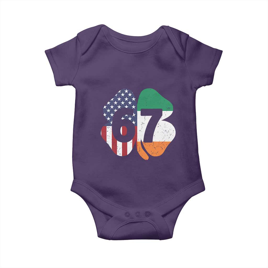Six Seven 6 7 St Patricks Day Baby Onesie 67 Meme Irish American Ireland Flag Lucky Shamrocks TS10 Purple Print Your Wear