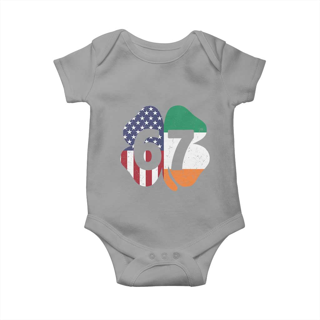 Six Seven 6 7 St Patricks Day Baby Onesie 67 Meme Irish American Ireland Flag Lucky Shamrocks TS10 Sport Gray Print Your Wear