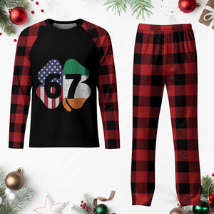 Six Seven 6 7 St Patricks Day Plaid Pajama Set 67 Meme Irish American Ireland Flag Lucky Shamrocks TS10 Buffalo Plaid Print Your Wear