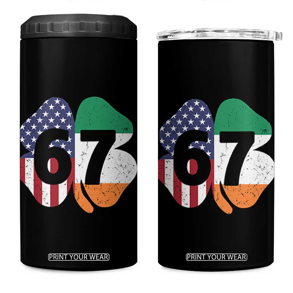 Six Seven 6 7 St Patricks Day 4 in 1 Can Cooler Tumbler 67 Meme Irish American Ireland Flag Lucky Shamrocks TS10 One Size: 16 oz Black Print Your Wear