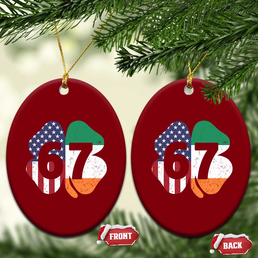 Six Seven 6 7 St Patricks Day Ceramic Ornament 67 Meme Irish American Ireland Flag Lucky Shamrocks TS10 Print Your Wear