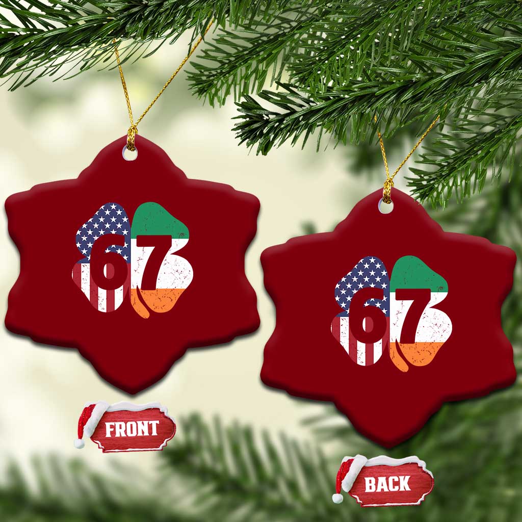 Six Seven 6 7 St Patricks Day Ceramic Ornament 67 Meme Irish American Ireland Flag Lucky Shamrocks TS10 Print Your Wear
