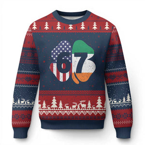 Six Seven 6 7 St Patricks Day Ugly Christmas Sweater 67 Meme Irish American Ireland Flag Lucky Shamrocks TS10 Navy Red Print Your Wear