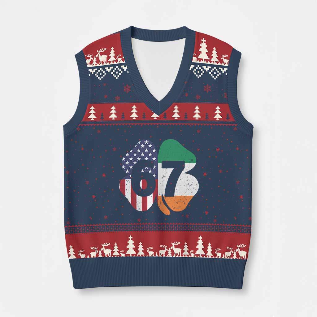 Six Seven 6 7 St Patricks Day V-Neck Knit Sweater Vest 67 Meme Irish American Ireland Flag Lucky Shamrocks TS10 Navy Red Print Your Wear