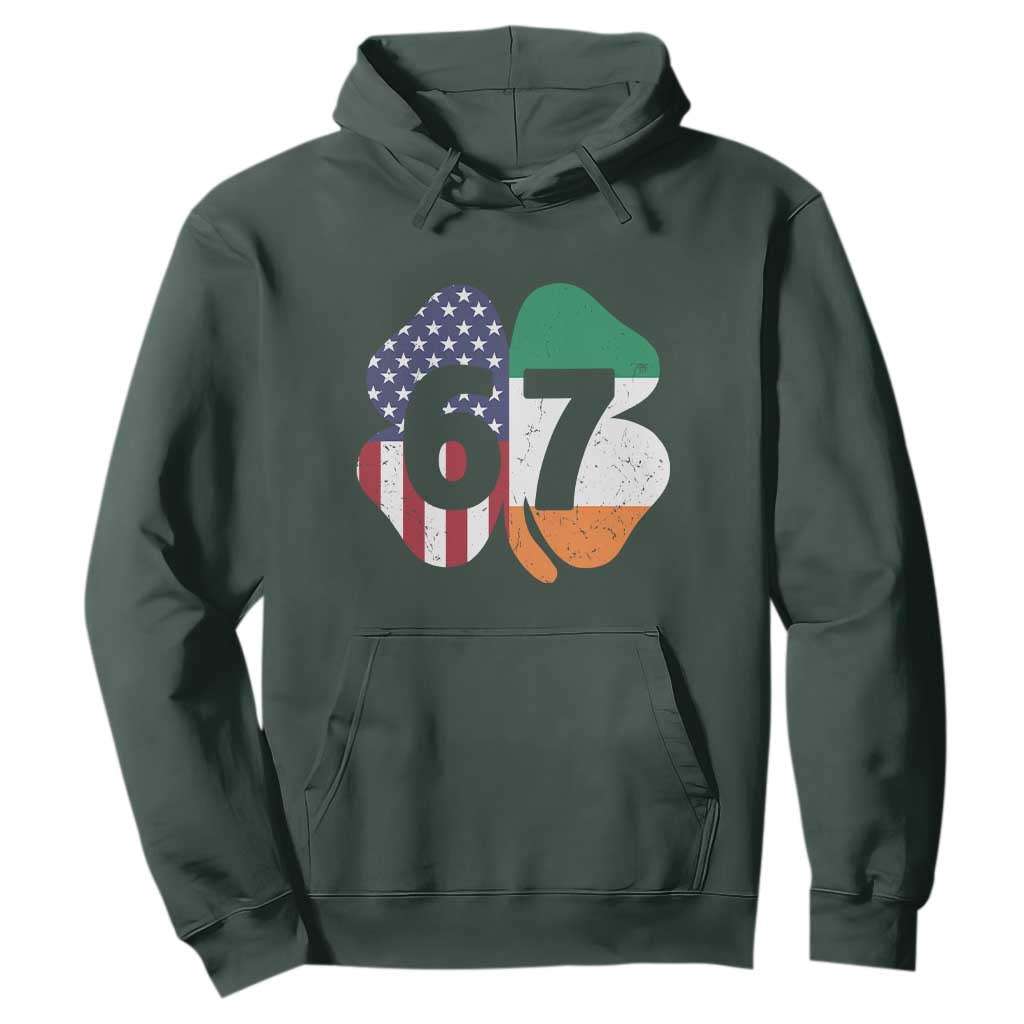 Six Seven 6 7 St Patricks Day Hoodie 67 Meme Irish American Ireland Flag Lucky Shamrocks TS10 Dark Forest Green Print Your Wear