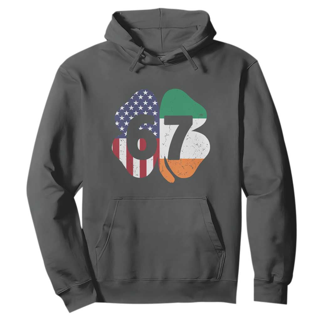 Six Seven 6 7 St Patricks Day Hoodie 67 Meme Irish American Ireland Flag Lucky Shamrocks TS10 Dark Heather Print Your Wear