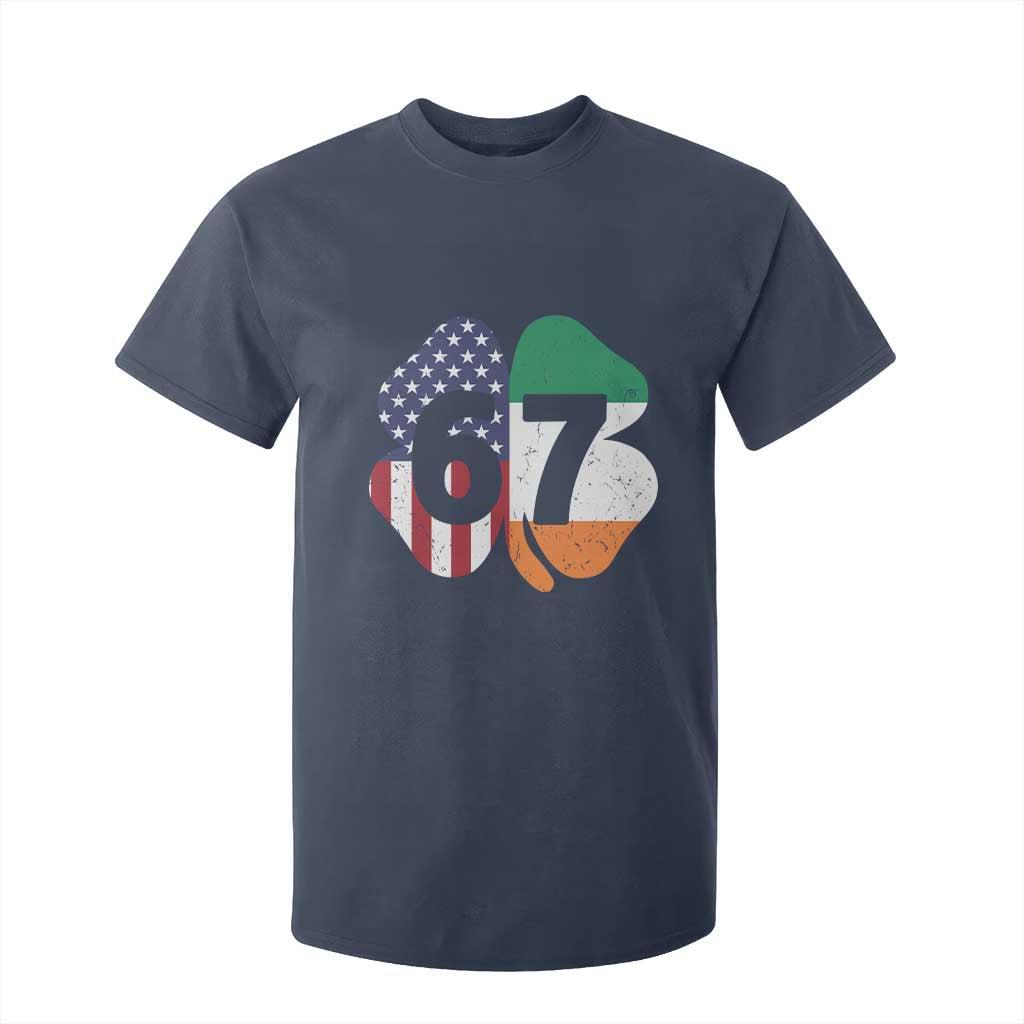Six Seven 6 7 St Patricks Day T Shirt For Kid 67 Meme Irish American Ireland Flag Lucky Shamrocks TS10 Navy Print Your Wear