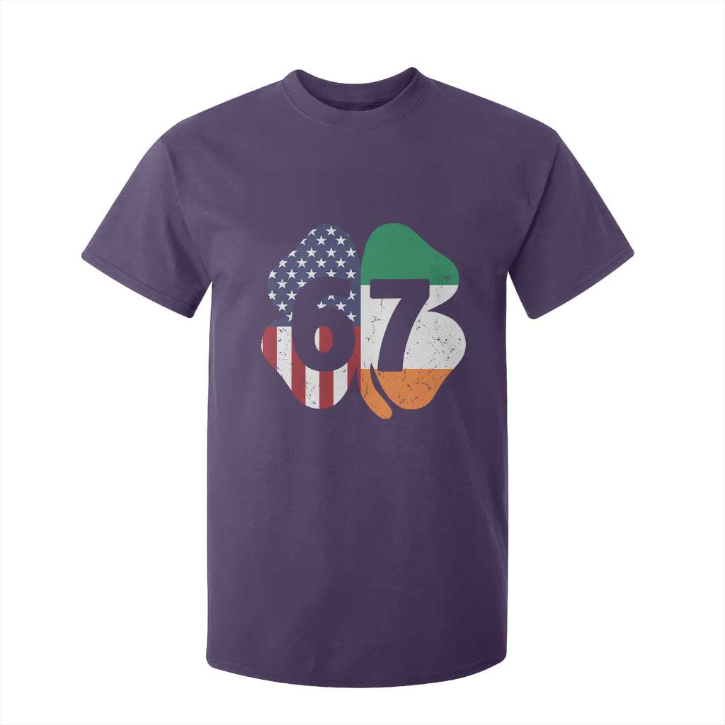 Six Seven 6 7 St Patricks Day T Shirt For Kid 67 Meme Irish American Ireland Flag Lucky Shamrocks TS10 Purple Print Your Wear