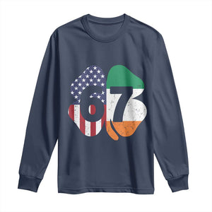 Six Seven 6 7 St Patricks Day Long Sleeve Shirt 67 Meme Irish American Ireland Flag Lucky Shamrocks TS10 Navy Print Your Wear