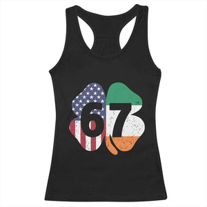Six Seven 6 7 St Patricks Day Racerback Tank Top 67 Meme Irish American Ireland Flag Lucky Shamrocks TS10 Black Print Your Wear
