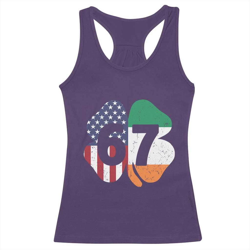 Six Seven 6 7 St Patricks Day Racerback Tank Top 67 Meme Irish American Ireland Flag Lucky Shamrocks TS10 Purple Print Your Wear
