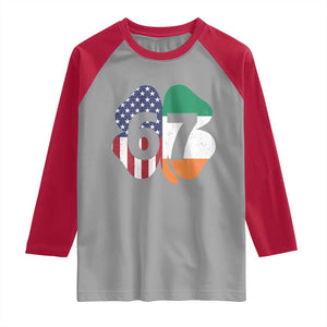 Six Seven 6 7 St Patricks Day Raglan Shirt 67 Meme Irish American Ireland Flag Lucky Shamrocks TS10 Sport Gray Red Print Your Wear